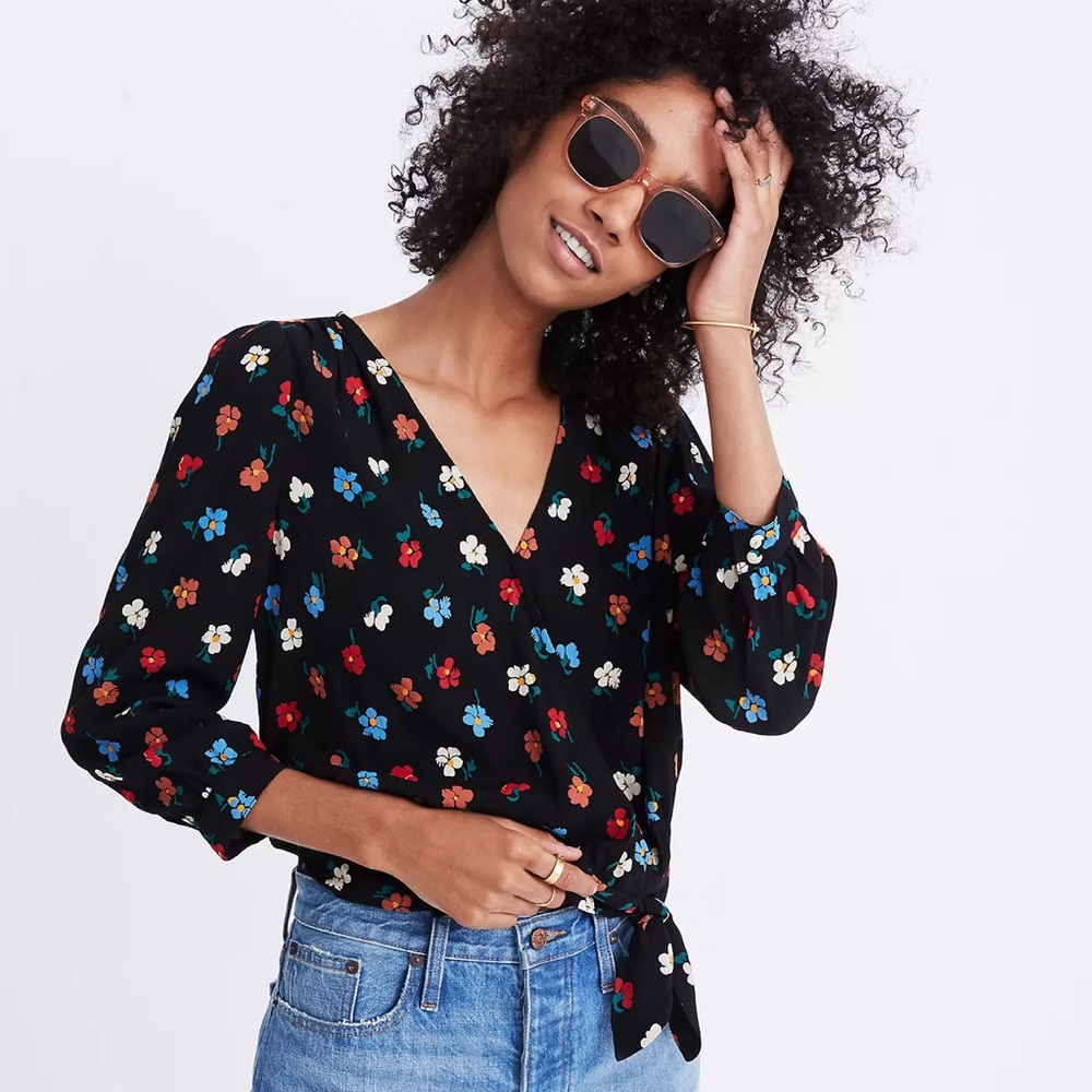 Madewell Pressed Flowers wrap top
